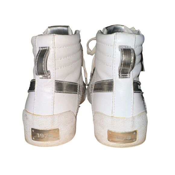 Diesel D-String Plush High Top Sneaker Women's 8.5 White Silver Leather Side Zip - Picture 6 of 10